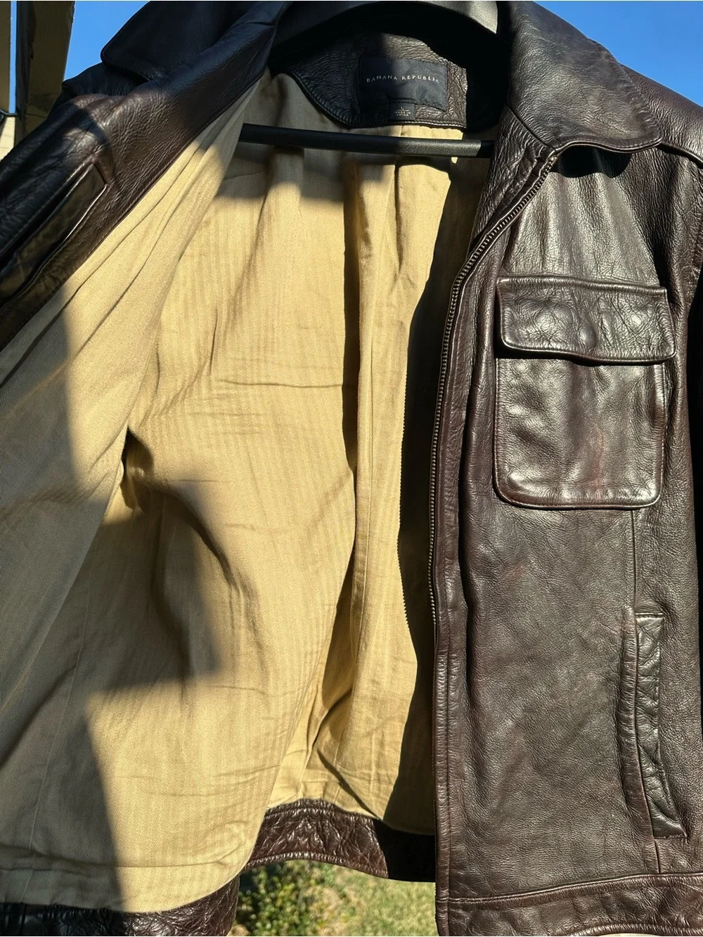 Banana Republic Dark Brown Leather Bomber Jacket